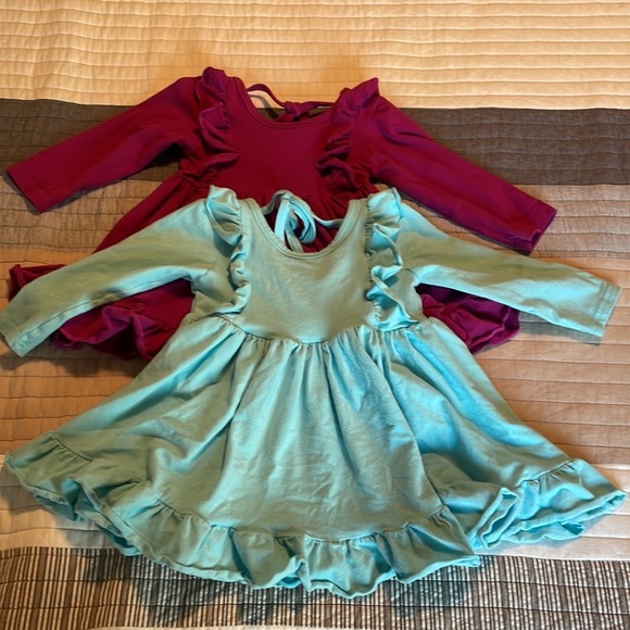 Other - 2 twirl ruffle long sleeve dresses 2T